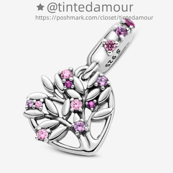 Pandora Pink Heart Family Tree Dangle Charm - Picture 2 of 6